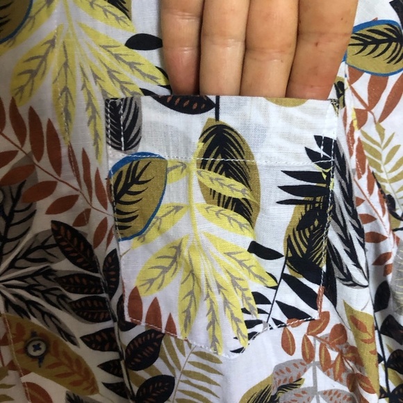 Men's Tropical Leaf Print Cotton Short Sleeve Button Up Shirt XL - Picture 7 of 10